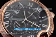 Cartier Ballon Bleu De Large Chrono Miyota OS20 Quartz Rose Gold Case with Diamonds Bezel and Black Dial