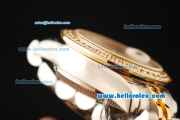 Rolex Datejust Automatic Movement ETA Coating Case with Gold Roman Numerals and Diamond Bezel