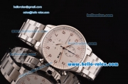 IWC Portuguese Chronograph Japanese Miyota OS10 Quartz Stainless Steel Case with Stainless Steel Strap and White Dial