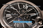 Cartier Ballon Bleu De 44MM Asia Automatic Steel Case with Black Dial White Roman Numeral Markers and Black Leather Strap