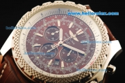 Breitling Bentley Motors Chronograph Miyota Quartz Movement Steel CAse with Brown Dial and Brown Leather Strap