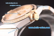 Omega Constellation Co-Axial Asia 2813 Automatic Two Tone Case with White Sunlight Linear Dial and Diamond Bezel/Markers