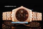 Rolex Datejust Oyster Perpetual Automatic Movement Full Rose Gold with Diamond Bezel and Roman Numerals