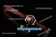 Cartier Rotonde De Swiss Quartz Steel Case with Brown Guilloche Dial and Brown Leather Strap