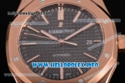 Audemars Piguet Royal Oak 41 MM Clone AP Calibre 3120 Automatic Rose Gold Case/Bracelet with Black Dial and Stick Markers - 1:1 Original (JF)