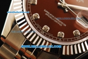 Rolex Datejust II Oyster Perpetual Automatic Movement Full Steel with Brown Dial and Diamond Markers