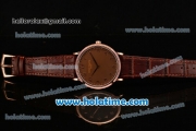 Patek Philippe Calatrava Miyota OS2035 Quartz Rose Gold Case with Brown Dial and Arabic Numeral Markers