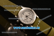 Rolex Explorer Chronograph Miyota OS20 Quartz Steel Case with White Dial and Green Leather Strap