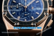 Audemars Piguet Royal Oak Offshore Juan Pablo Montoya Chrono Miyota OS10 Quartz Rose Gold Case with Blue Dial and Blue Leather Strap (EF)