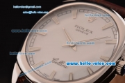 Rolex Cellini Danaos Swiss Quartz Stainless Steel Case with Brown Leather Strap White Dial Stick Markers