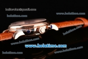 Patek Philippe Complications Asia Automatic Rose Gold Case with Brown Leather Strap Roman Numeral Markers and White Dial