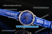 Jaeger-LECoultre Master Perpetual Calendar Asia Automatic Steel Case with Blue Dial Diamonds Bezel and Stick Markers