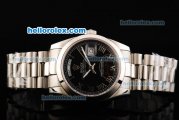 Rolex Day-Date Oyster Perpetual Automatic Movement Full Steel with Black Dial and Silver Roman Markers
