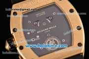 Richard Mille Tourbillon RM 057 Dragon Swiss ETA 2824 Automatic Yellow Gold Case with Black Rubber Strap and Gold Dragon Dial - 1:1 Original