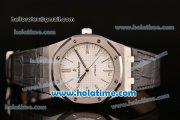 Audemars Piguet Royal Oak Swiss ETA 2824 Automatic Steel Case with Black Leather Strap Stick Markers and White Dial ZF Best Edition