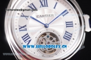 Cartier Cle de Cartier Tourbillon Asia Automatic Steel Case with White Dial Roman Numeral Markers and Brown Leather Strap