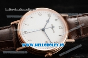 Breguet Classique Japanese Miyota 9015 Automatic Movement Rose Gold White Dial and Arabic Numeral Markers Leather Strap (FF)