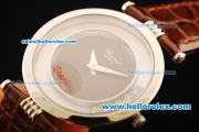 Chopard Happy Sport Swiss Quartz Movement Steel Case with Black Dial and Brown Leather Strap