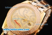Rolex Datejust Automatic Movement Gold Case with Double Row Diamond Bezel - Champagne Dial and Two Tone Strap