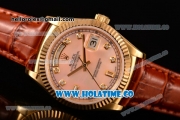 Rolex Day-Date Asia 2813/Swiss ETA 2836/Clone Rolex 3135 Automatic Yellow Gold Case with Diamonds Markers and Pink MOP Dial (BP)