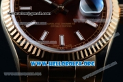 Rolex Day-Date Swiss ETA 2836 Automatic 18K Rose Gold Case with Brown Dial Stick Markers and 18K Rose Gold Bracelet (BP)