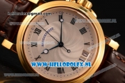 Breguet Marine Big Date Clone Breguet Automatic Yellow Gold Case with Blue Dial and Brown Leather Strap