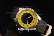 Ferrari Lap Time Quartz Movement Steel Case with Yellow/Black Dial and Black Rubber Strap