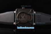 Bell & Ross BR 01-94 Automatic Movement with PVD Case and Grey skeleton Dial-Black Rubber Strap