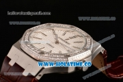 Audemars Piguet Royal Oak 41MM Asia Automatic Steel Case with White Grids Dial Diamonds Bezel and Stick Markers