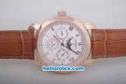 Vacheron Constantin Malte Chronograph Automatic Rose Gold Case with White Dial-Leather Strap