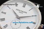 Patek Philippe Calatrava Miyota Quartz Steel Case with Roman Numeral Markers and White Dial