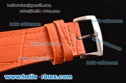 Franck Muller Master Square Swiss Quartz Steel Case with White Dial Numeral Marekrs and Orange Leather Strap