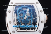 Richard Mille RM052 Miyota 9015 Automatic Ceramic Case with Skull Dial and White Rubber Strap Dot Markers