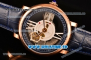 Cartier Rotonde De Cartier Asia Automatic Rose Gold Case with Black Skeleton Dial and Blue Inner Bezel