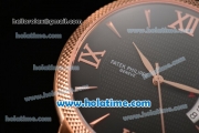 Patek Philippe Calatrava Swiss ETA 2824 Automatic Rose Gold Case with Black Dial and Stick/Roman Numeral Markers