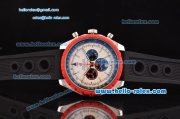 Breitling Chrono-Matic Chronograph Miyota OS20 Quartz Steel Case with White Dial Black Rubber Strap and Red Bezel and Red Bezel