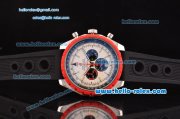 Breitling Chrono-Matic Chronograph Miyota OS20 Quartz Steel Case with White Dial Black Rubber Strap and Red Bezel and Red Bezel Breitling Chrono-Matic Chronograph Miyota OS20 Quartz Steel Case with White Dial Black Rubber Strap and Red Bezel and Red Bezel