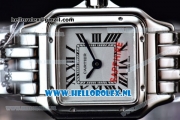 Cartier Santos 100 Japanese Miyota Quartz Steel Case with White Dial Roman Numberal Markers and Steel Bracelet