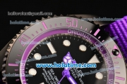 Rolex Sea-Dweller Deepsea Asia 2813 Automatic PVD Case with Purple Nylon Strap and Purple Diver Index