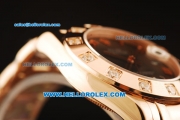 Rolex Datejust Swiss ETA 2836 Automatic Movement Full Rose Gold with Chocolate Dial and Diamond Bezel