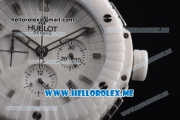 Hublot Big Bang Caviar Chronograph Miyota OS20 Quartz Ceramic Case with White Dial and White Rubber Strap Stick Markers
