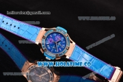 Hublot Big Bang Tutti Frutti 38MM Chrono Miyota OS20 Quartz Rose Gold Case with Blue Dial Stick/Numeral Markers and Diamonds Bezel