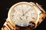 Cartier Ballon Bleu de Cartier Chronograph Miyota Quartz Movement Full Rose Gold with Silver Dial