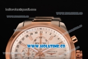 Longines Master Moonphase Chrono Miyota OS10 Quartz with Date Tone Tone Case/Bracelet with White Dial and Stick Markers