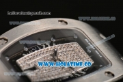 Richard Mille RM007 Miyota 6T51 Automatic Steel Case with Diamonds Dial and White Rubber Strap