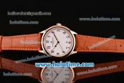 Vacheron Constantin Historiques Chronometre Royal 1907 Miyota Quartz Rose Gold Case with Brown Leather Strap White Dial and Arabic Numeral Markers