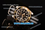 Rolex Submariner Asia Automatic Steel Case with White Dot Markers and Black Dial - Nylon Strap