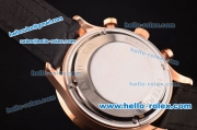 IWC Portuguese Chronograph Miyota Quartz Rose Gold Case with Black Carbon Fiber Dial and Black Leather Strap