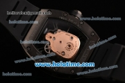 Richard Mille RM 52-01 Miyota 6T51 Automatic PVD Case with Diamonds Skull Dial and Black Rubber Bracelet