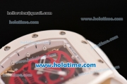 Richard Mille RM 52-01 Miyota 6T51 Automatic Yellow Gold Case with Red Skull Dial and White Rubber Bracelet